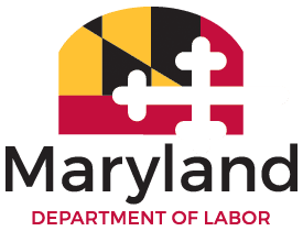 MD Dept of Labor Logo Maryland Department of Labor logo with Maryland flag and bold text.